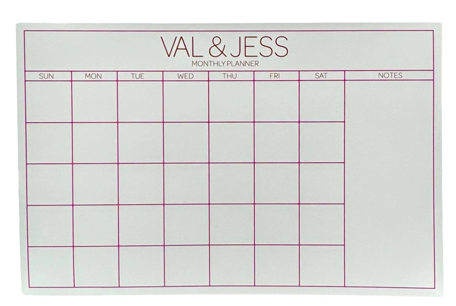 Val & Jess Blank 50 sheet Calendar pad with magenta LePen