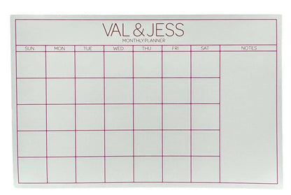 Val & Jess Blank 50 sheet Calendar pad with magenta LePen
