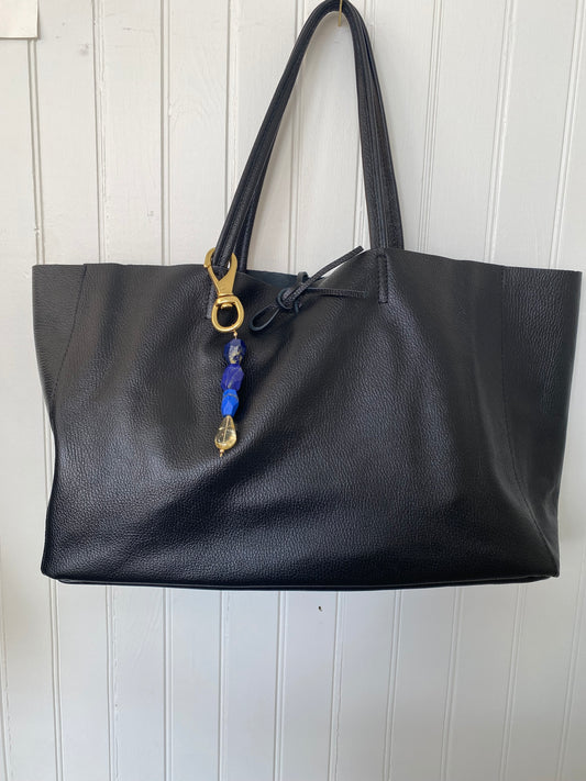 Black Leather Travel Bag Tie Closure