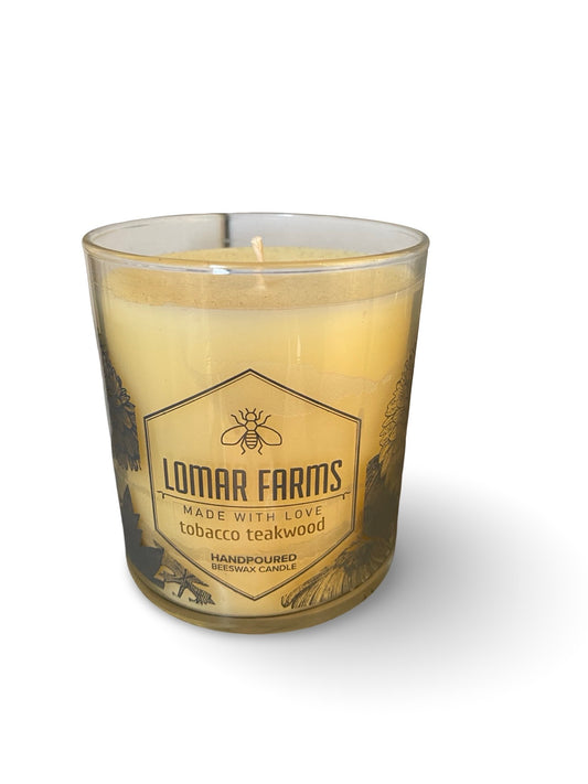 Lomar Farms Beeswax Candle: Tobacco Teakwood