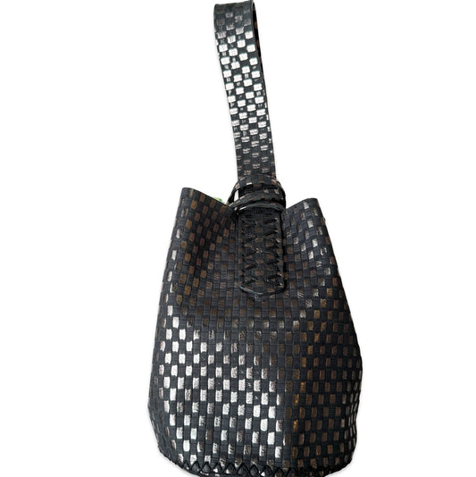 Volta Atelier Navigli Bag in  Black and Silver Checkered