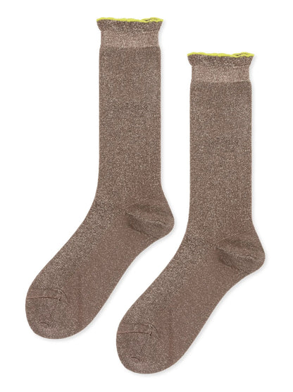 Hansel From Basel Lumiesta Lettuce Cuff Crew Socks in Pewter