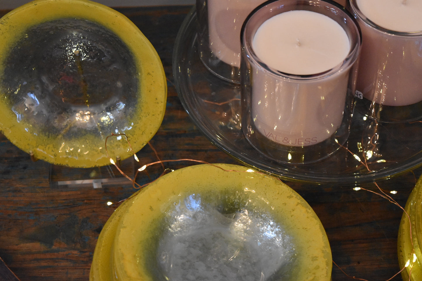 Vintage: Happiest Yellow Glass Dishes: set of 24