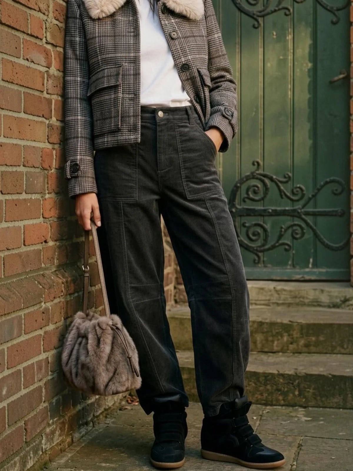NOOKI Rosie Green Corduroy Barrel Jeans