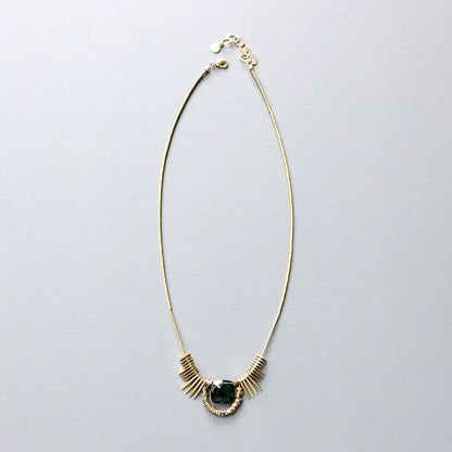 Tourmaline and Brass Art Deco Necklace