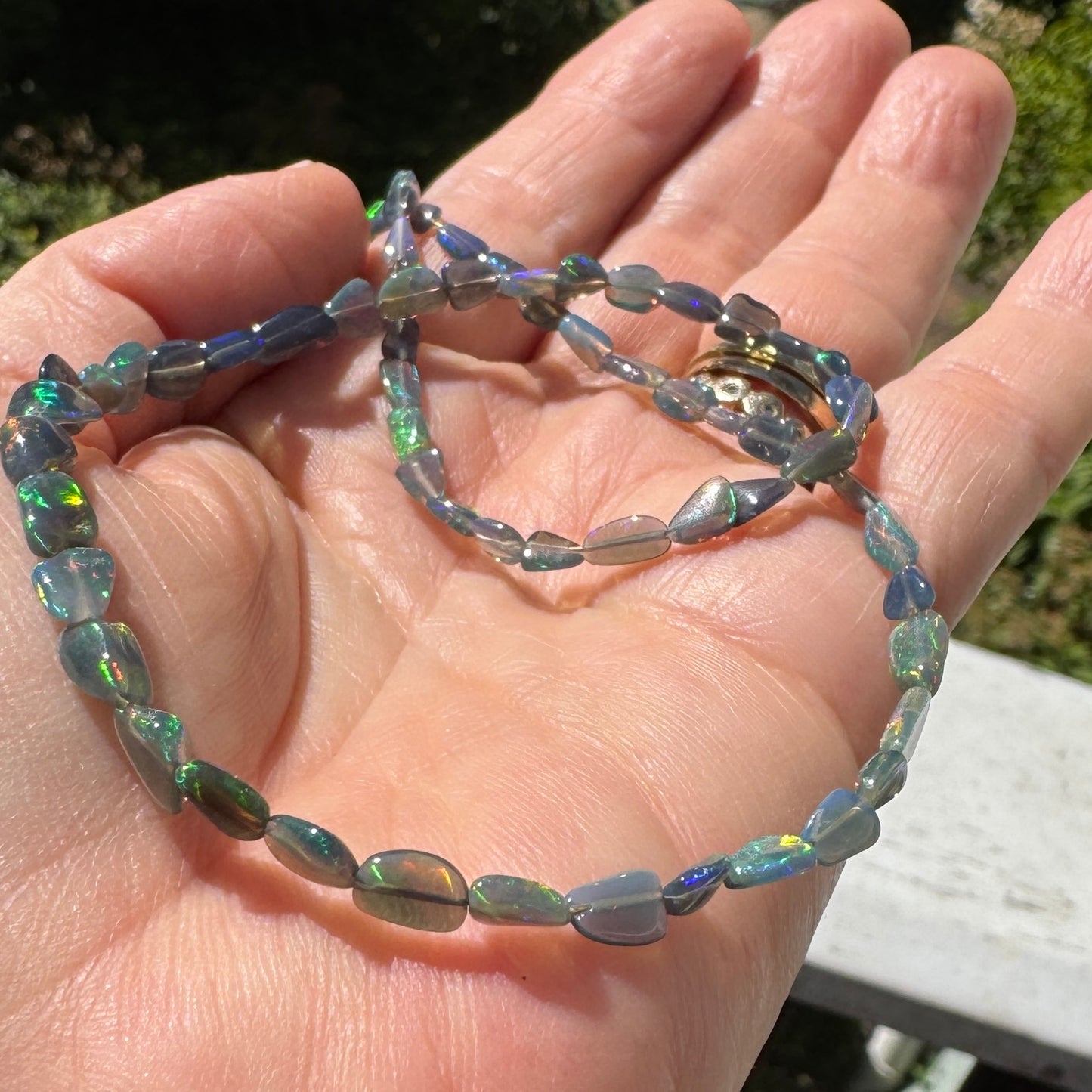 Necklace: Green Opals