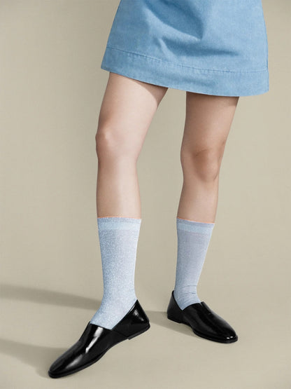 Hansel From Basel Lumiesta Lettuce Cuff Crew Socks in Light Blue