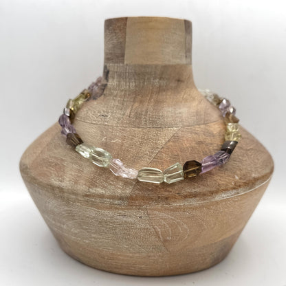 Necklace: Amethyst, Citrine and Smokey Quartz Nuggets with Chunky Brass
