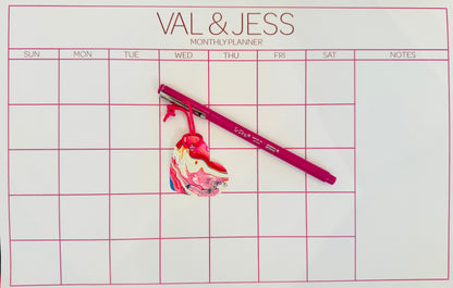 Val & Jess Blank 50 sheet Calendar pad with magenta LePen