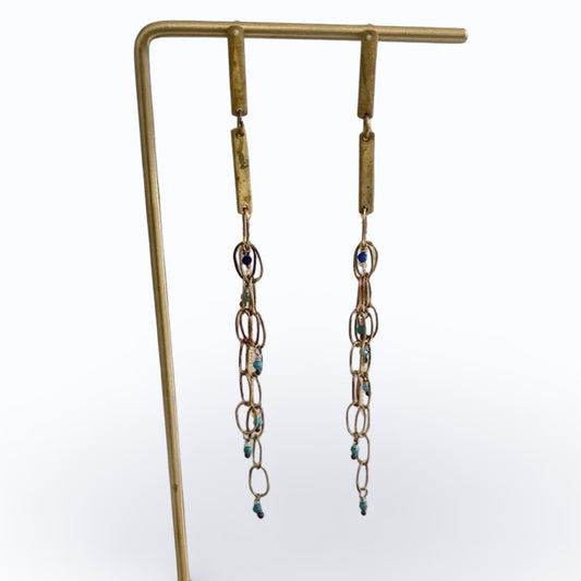 Brass Chain Drop Post Earrings