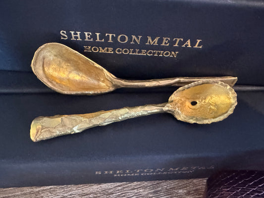 Brass condiment/charcuterie spoon set