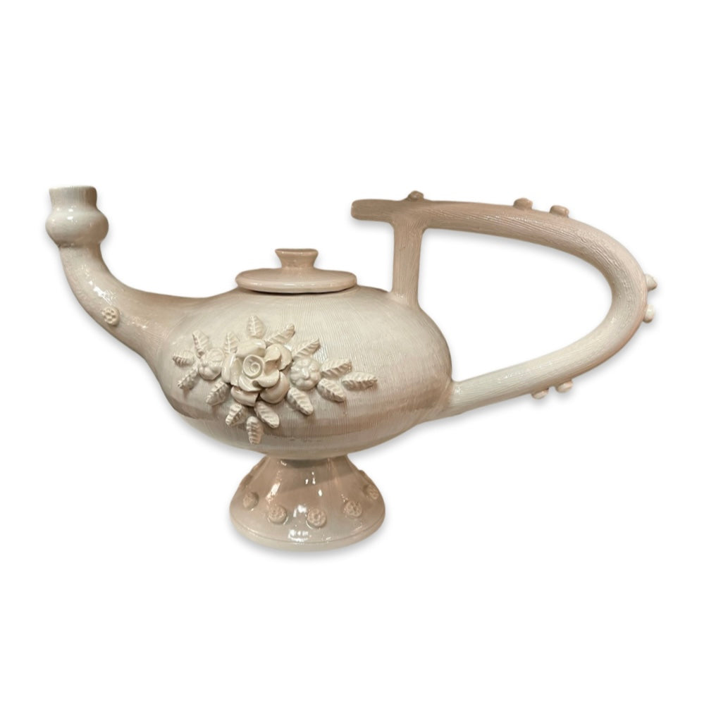 Vintage: White Teapot with Flowers,