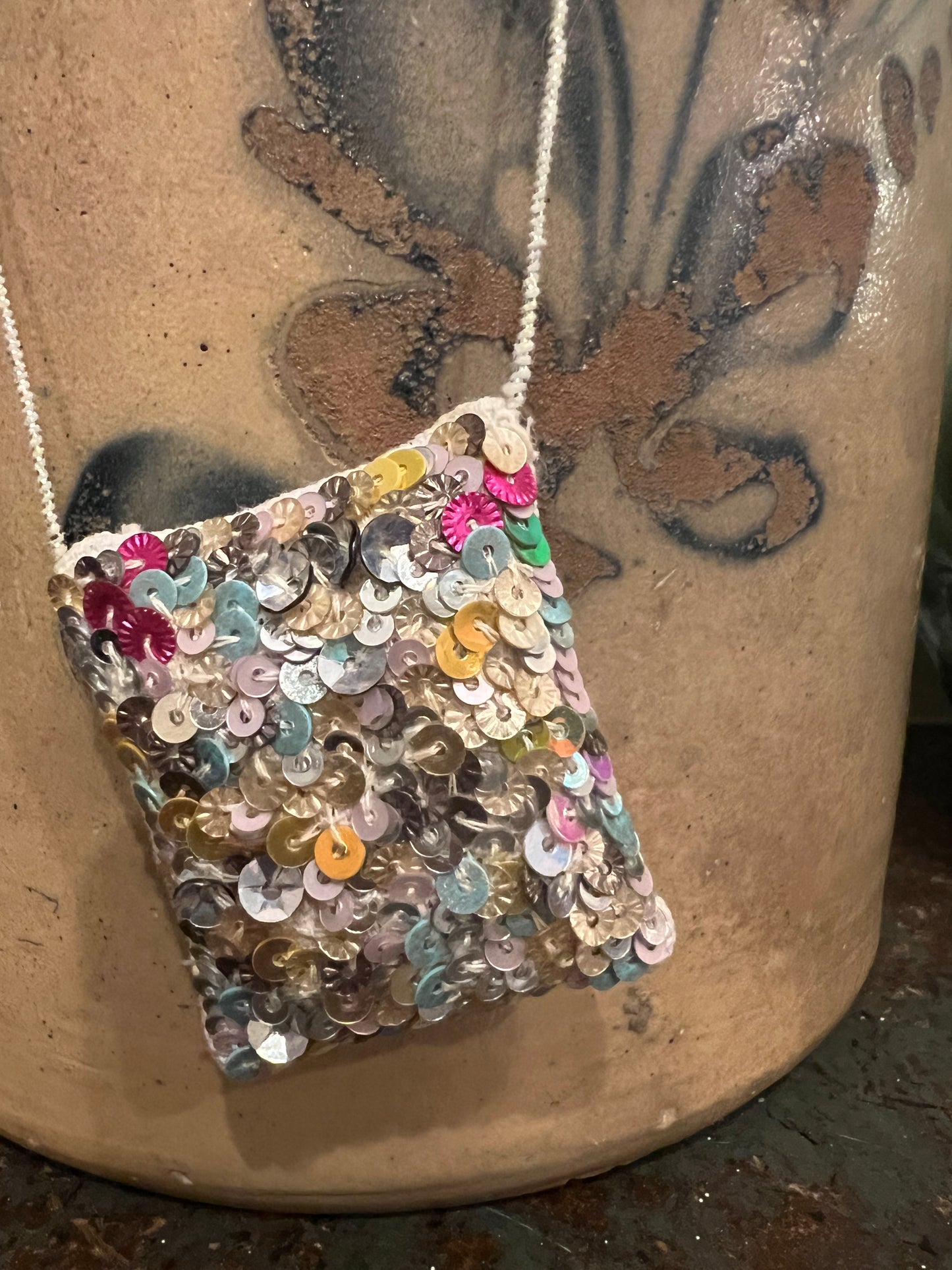 Skippy Cotton  Lavender Sachet Disco Sequins Necklace