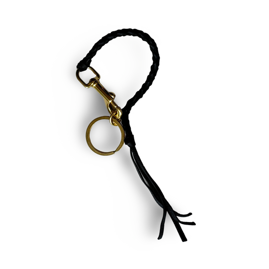 Keychain: Leather Wristlet Keychain with Natural Brass Clip
