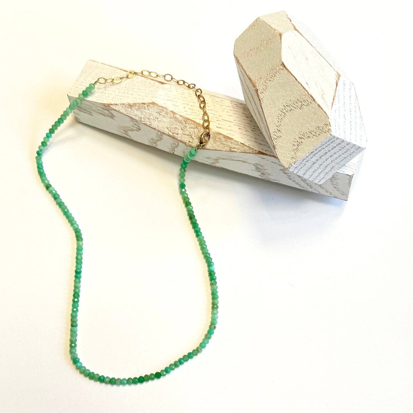 Necklace: Choker: Chrysoprase