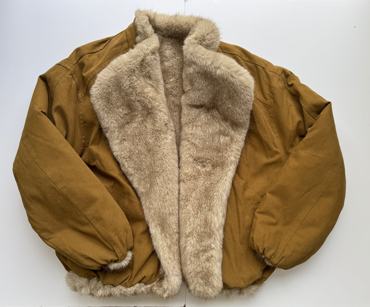 SEE YOU SOON Tan Surplus and Faux Fur Reversable Jacket