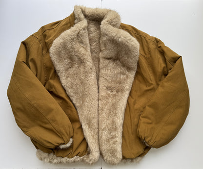 SEE YOU SOON Tan Surplus and Faux Fur Reversable Jacket