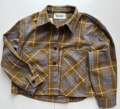 ELLE GREY Plaid Jacket in Olive & Grey