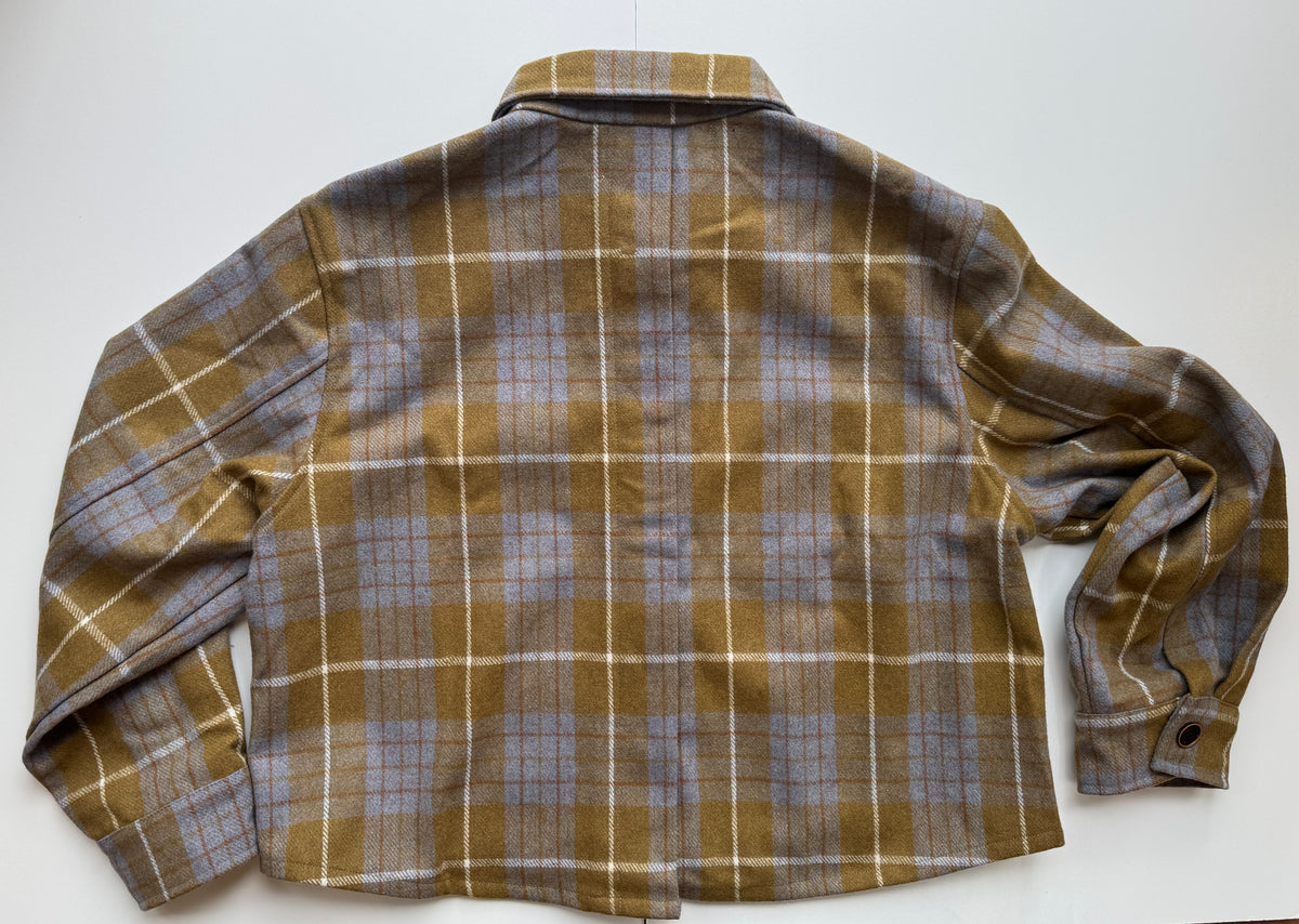 ELLE GREY Plaid Jacket in Olive & Grey