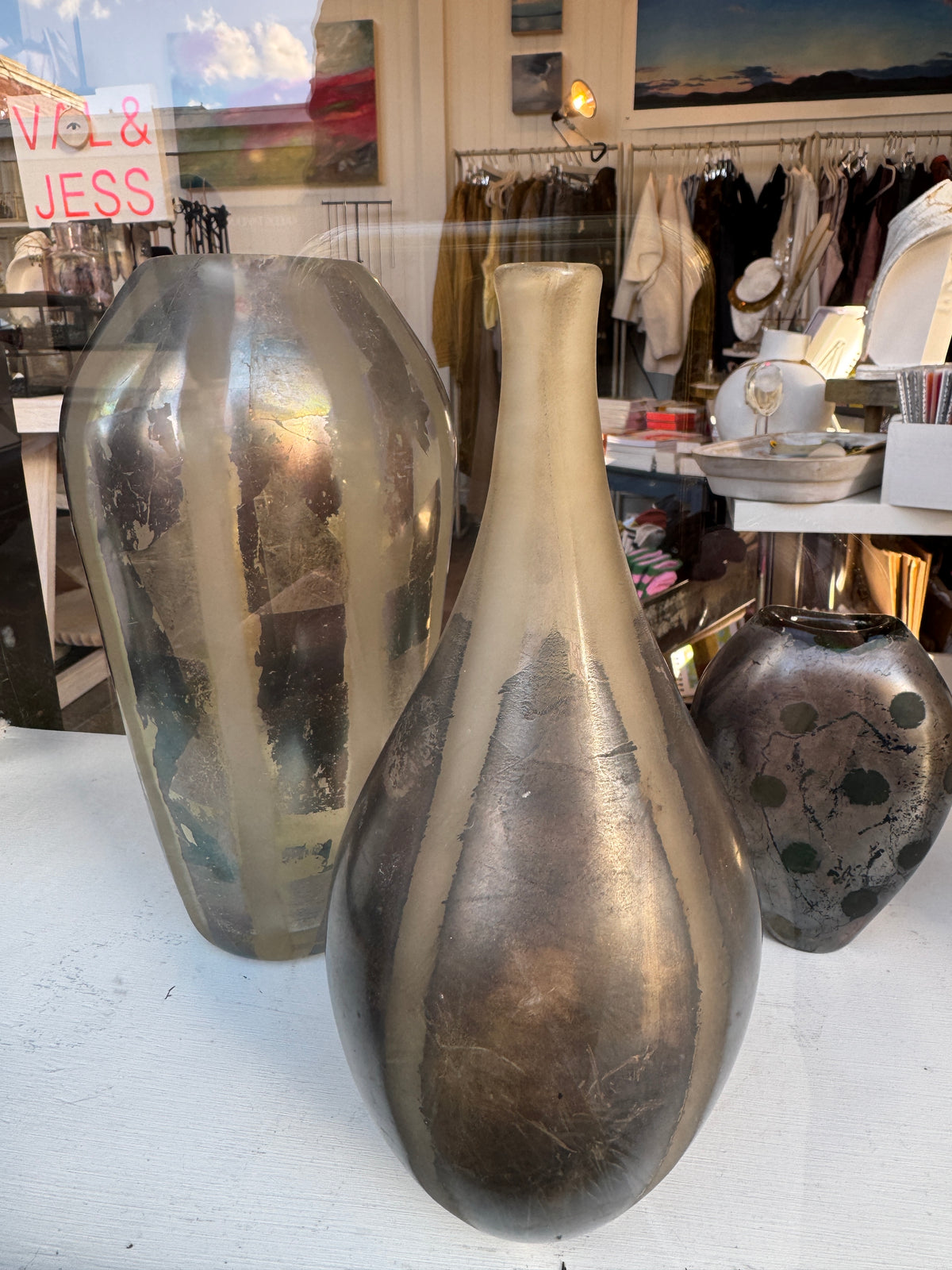 VINTAGE ADAM AARONSON  Large Striped Vase.