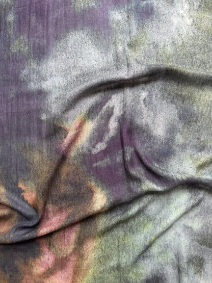 MARTYN THOMPSON Cashmere and silk "Peony" scarf in peach with fringe edge detail - 28x71"