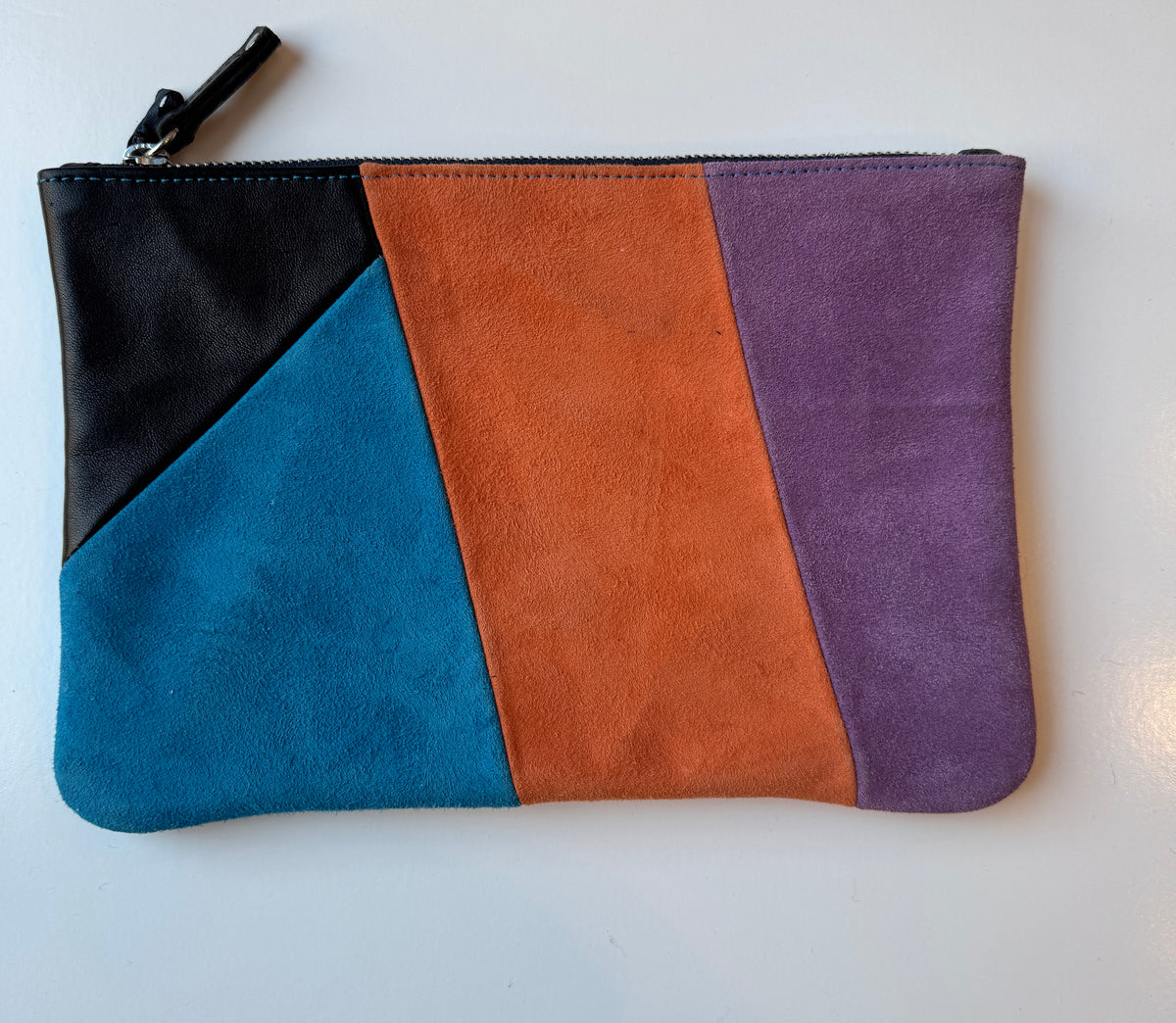 LALLA Geometric Suede and Leather Clutch