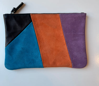 LALLA Geometric Suede and Leather Clutch