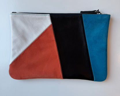 LALLA Geometric Suede and Leather Clutch