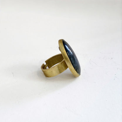 Labradorite Oval Brass Ring