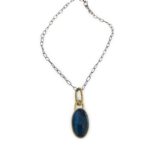Brass and Labradorite Bezel Necklace
