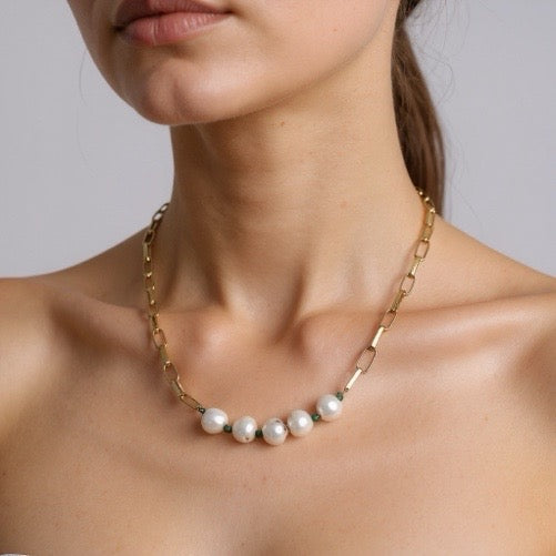 Pearl and Brass Necklace