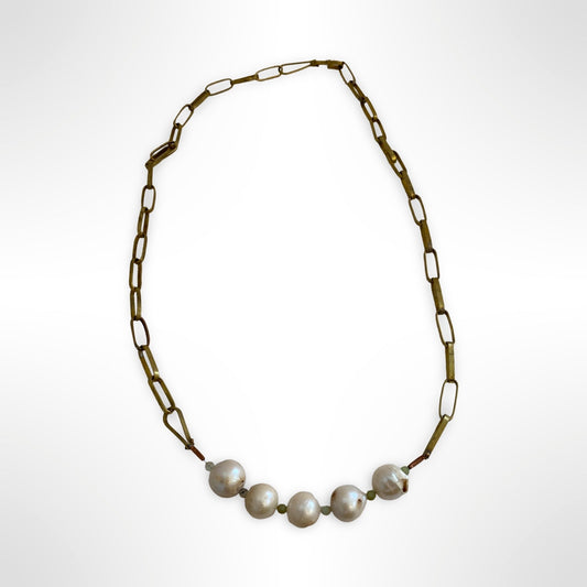 Pearl and Brass Necklace