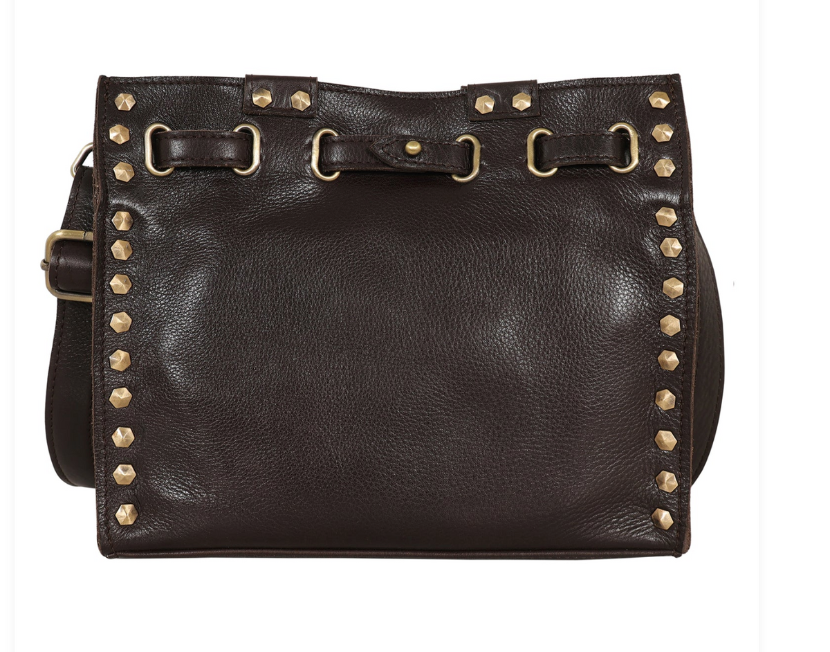LATICO Malibu Milled Leather Studded Crossbody Bag in Black