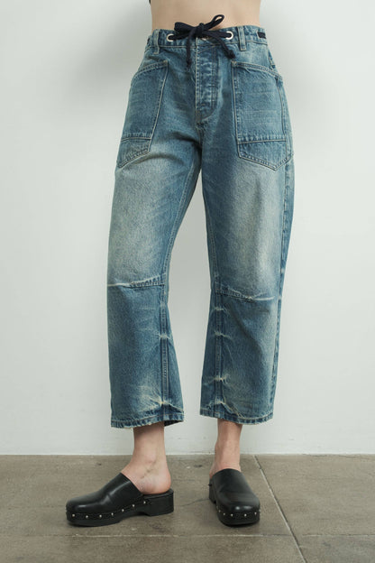 Denim Barrel Jeans in Grey Wash