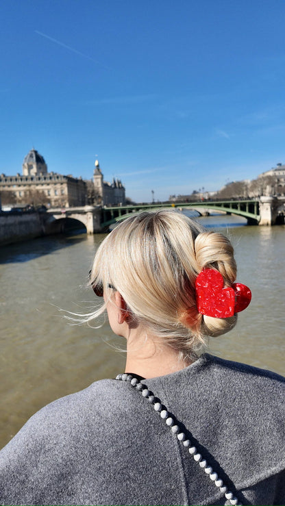 Heart Acetate Claw Hair Clip: Leopard