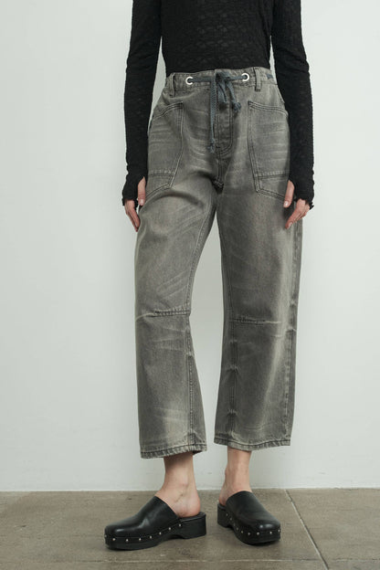 Denim Barrel Jeans in Grey Wash