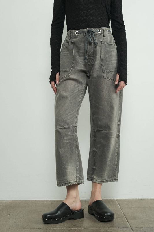 Denim Barrel Jeans in Grey Wash