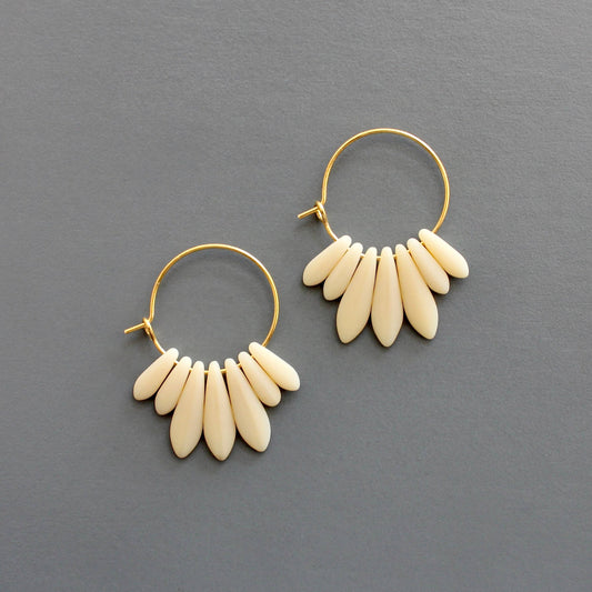 Mini matte cream colored hoop earrings