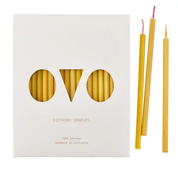 Ovo Things Slim Beeswax Birthday Candles with Colorful Wicks