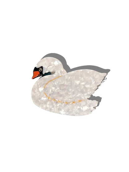 Hand-painted Swan Bird Claw Hair Clip | Eco-Friendly: Black