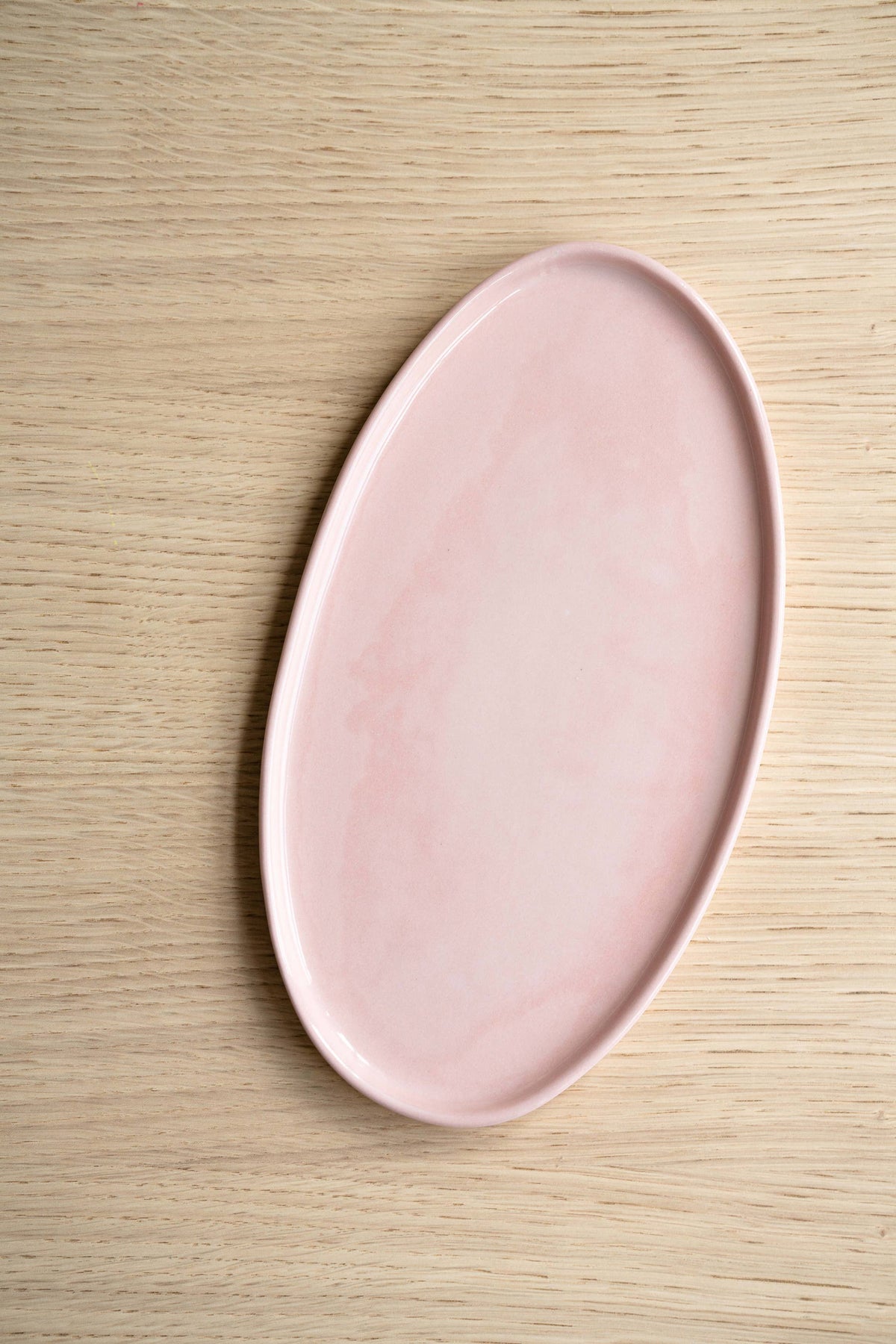 Handmade Oval Porcelain Serving Platter. Powder Pink in Medium