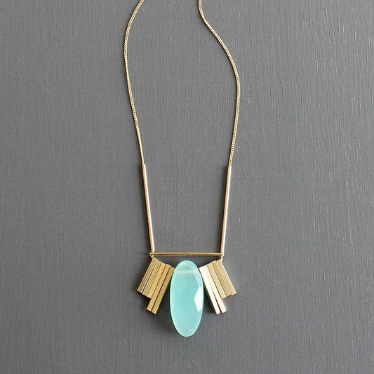 KYL119 aquamarine Artdeco necklace