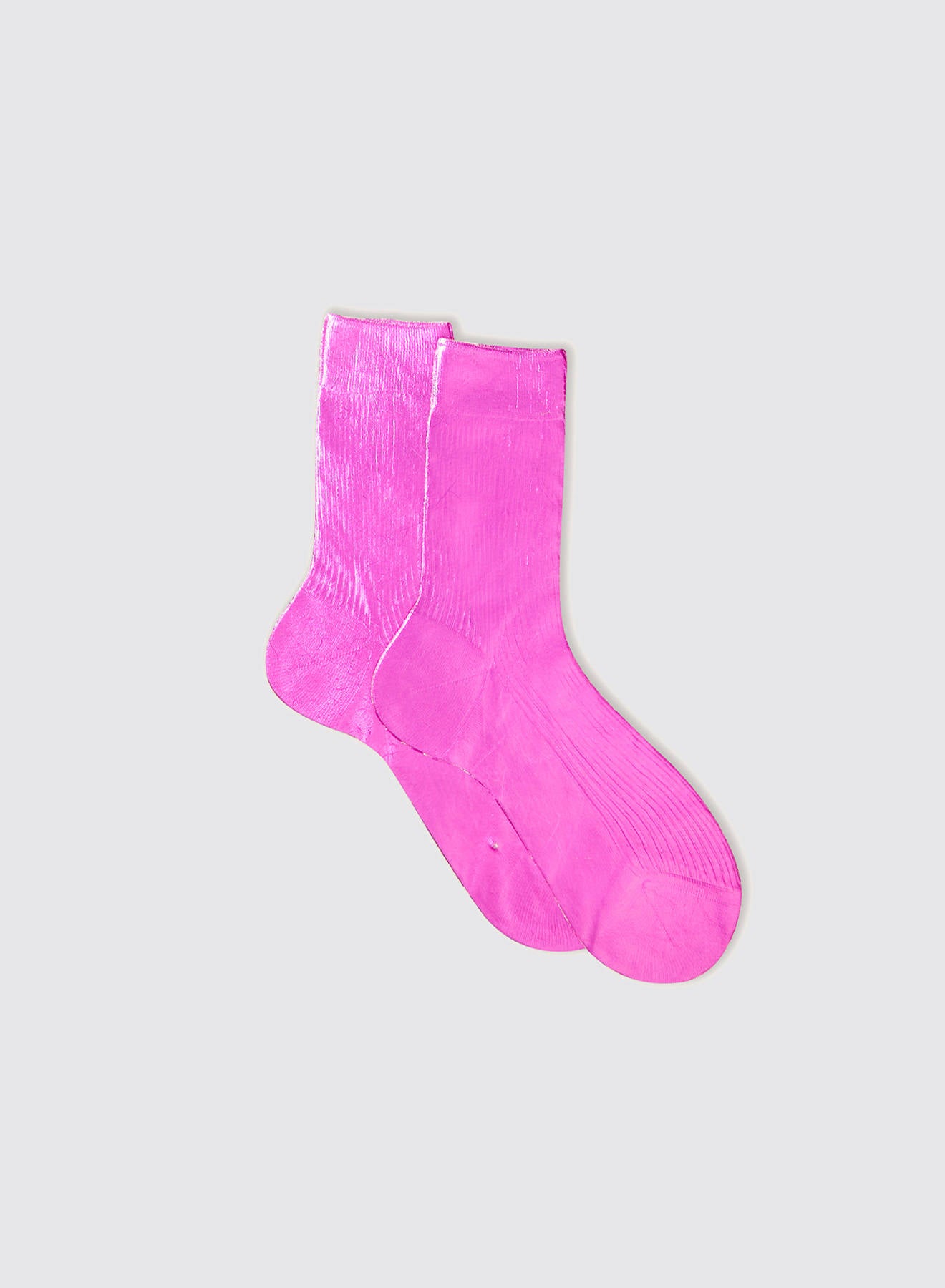 Maria La Rosa One Ribbed Laminated Socks in Fuscia