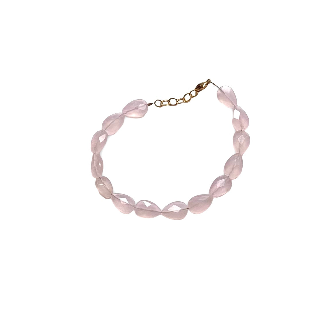 Bracelet: Gemstone Beads: Pink Faceted Teardrops