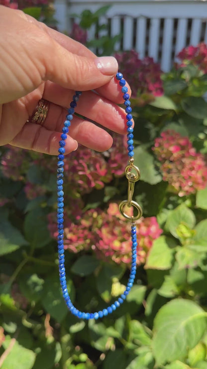 Necklace: Denim Lapis with Chunky Brass