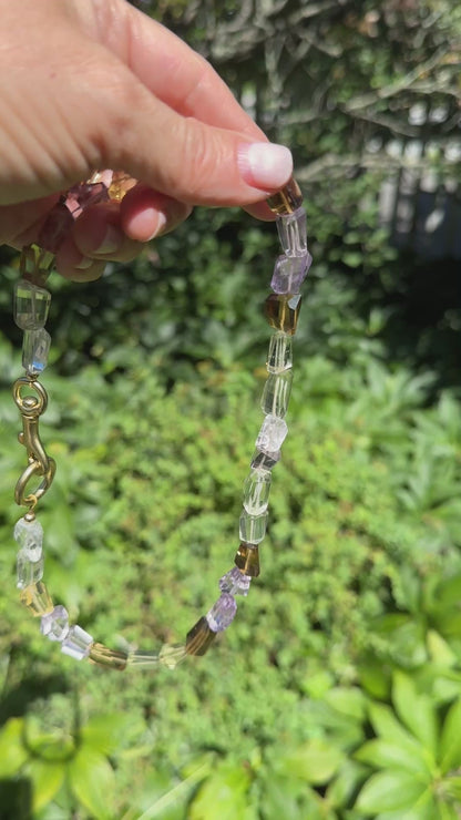 Necklace: Amethyst, Citrine and Smokey Quartz Nuggets with Chunky Brass
