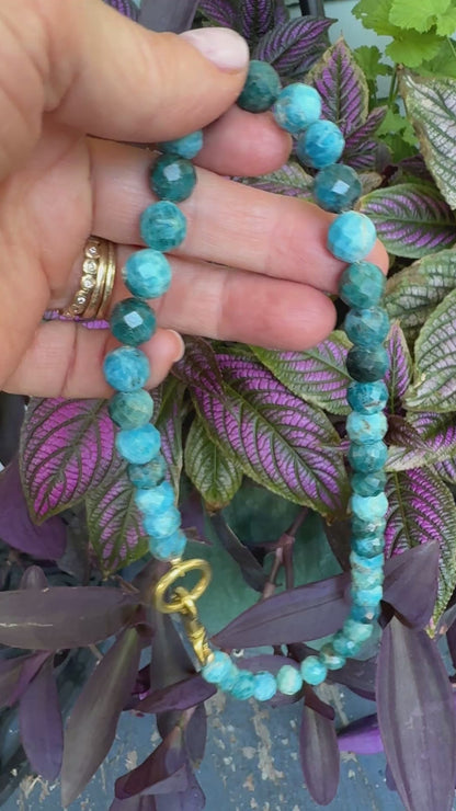 Necklace: Choker: Large Apatite with Chunky Brass Clasp