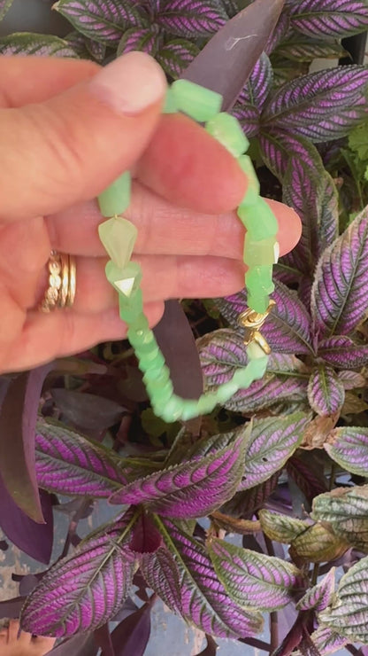 Necklace: Chrysoprase Nuggets with Chunky Brass