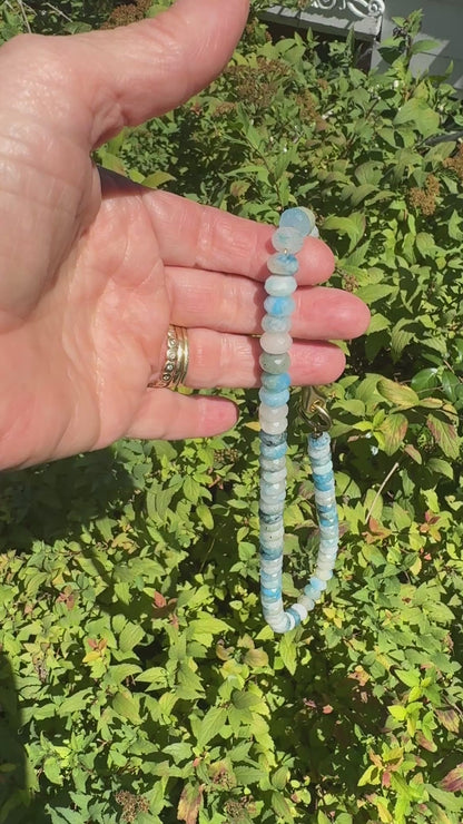 Necklace: Azurite in Calcite with Chunky Brass