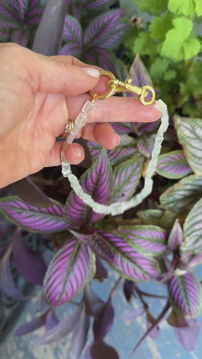 Necklace: Aquamarine Nuggets with Chunky Brass